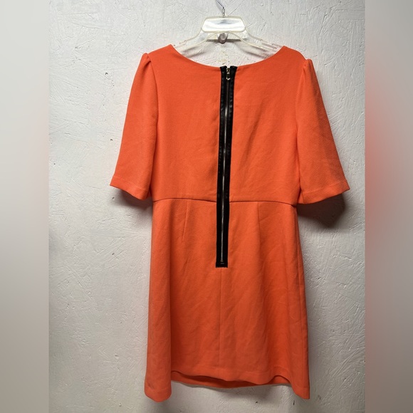 Vintage Betsy Johnson solid bright orange Peach knee Length Dress 12 - Picture 4 of 8